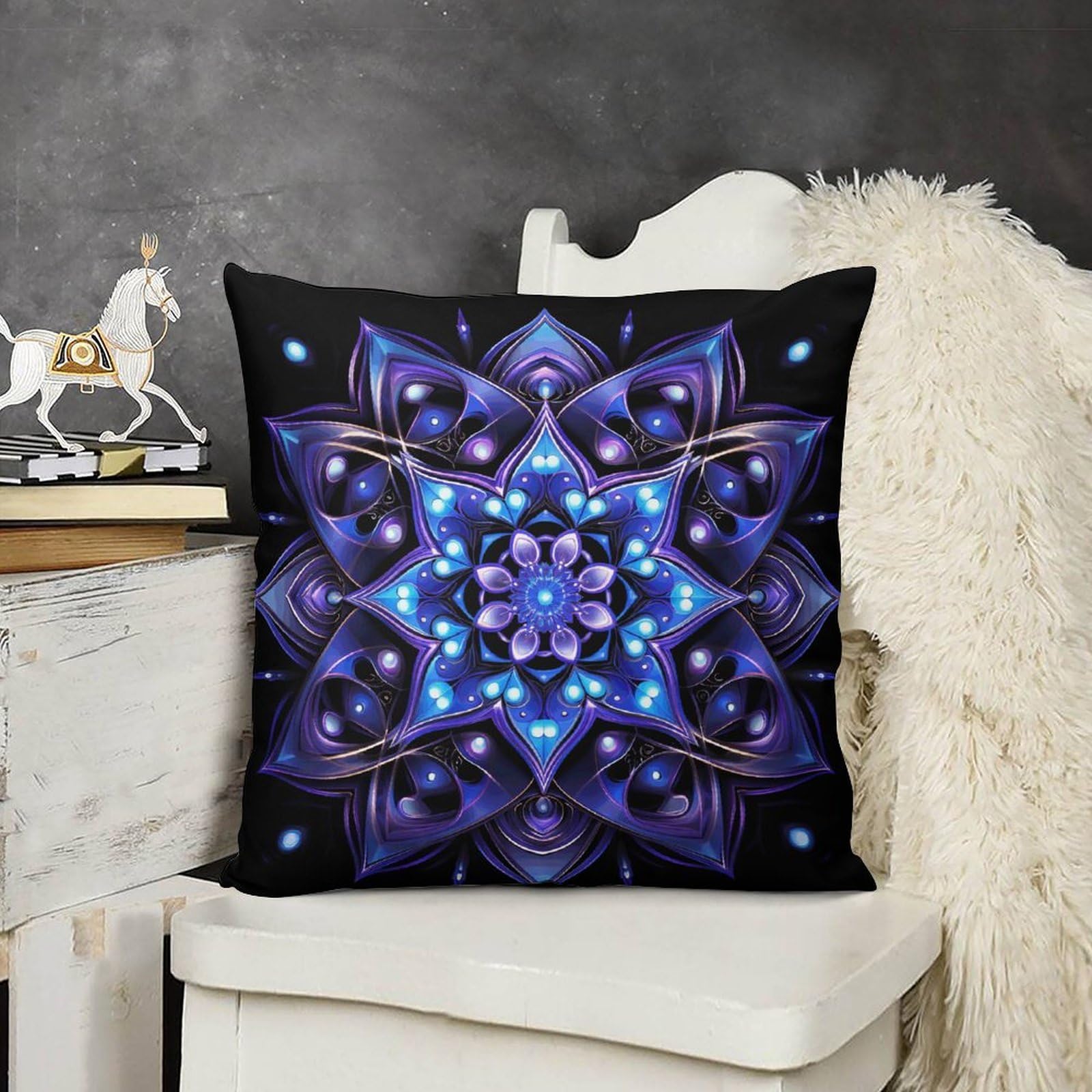 FodPand Decorative with Blue Light Throw Pillow Covers 18x18 Soft Plush Cozy Cushion Cases with Invisible Zipper Body Pillowcase Square Accent Pillow Shams for Couch Sofa Bedroom Living Room