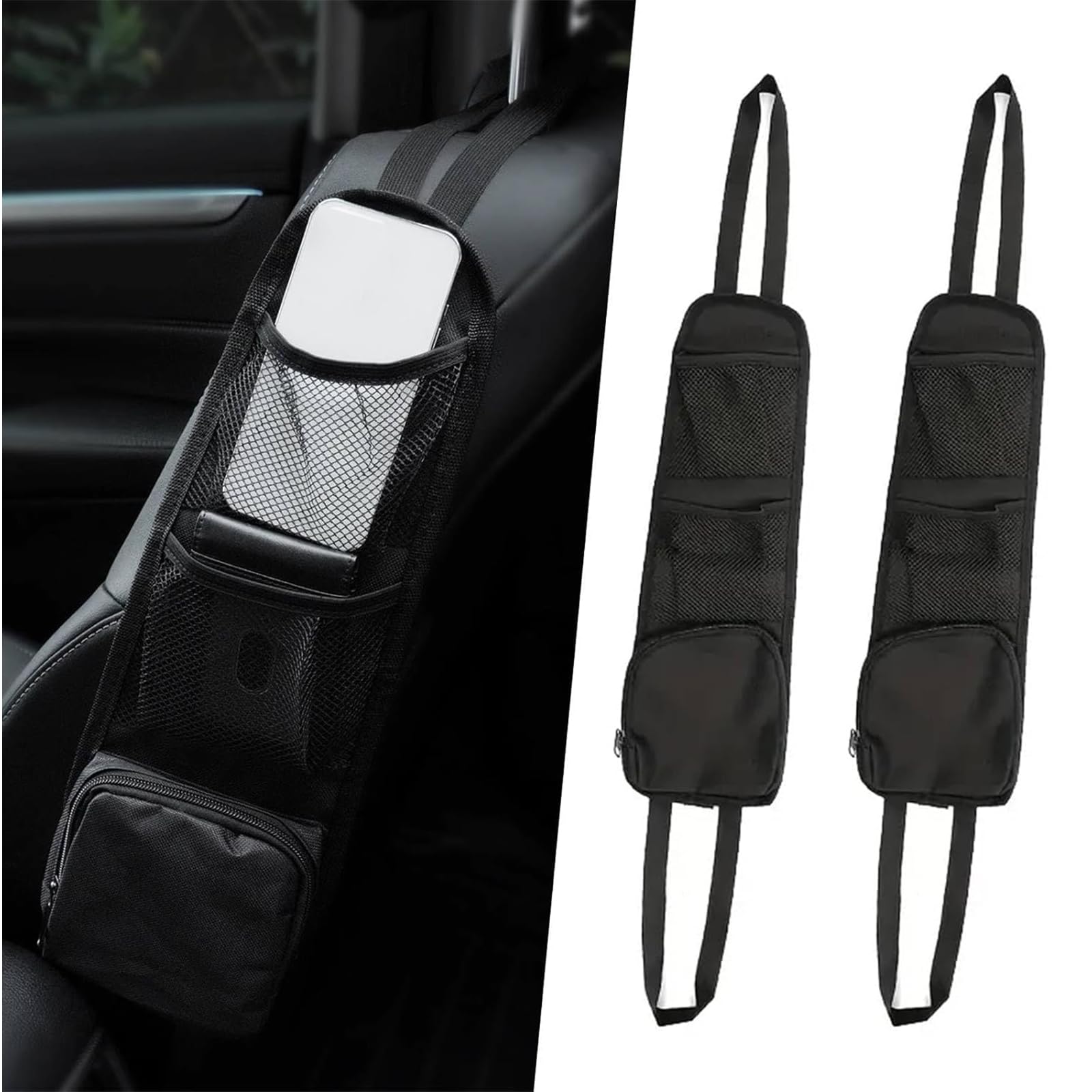 JIAHAI 2 Pcs Car Seat Organiser for Kia Sportage LWB NQ5 2023 2024 2025, Car Seat Side Storage Bag, Foldable Cargo Net Storage for Car Backseat Cover, Front Seat Mesh Hanging Bag