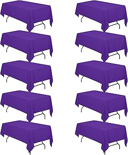 BRILLMAX 10 Pack Purple Tablecloths for 6 Foot Rectangle Tables 60 x 102 Inch - 6ft Rectangular Bulk Linen Polyester Fabri...
