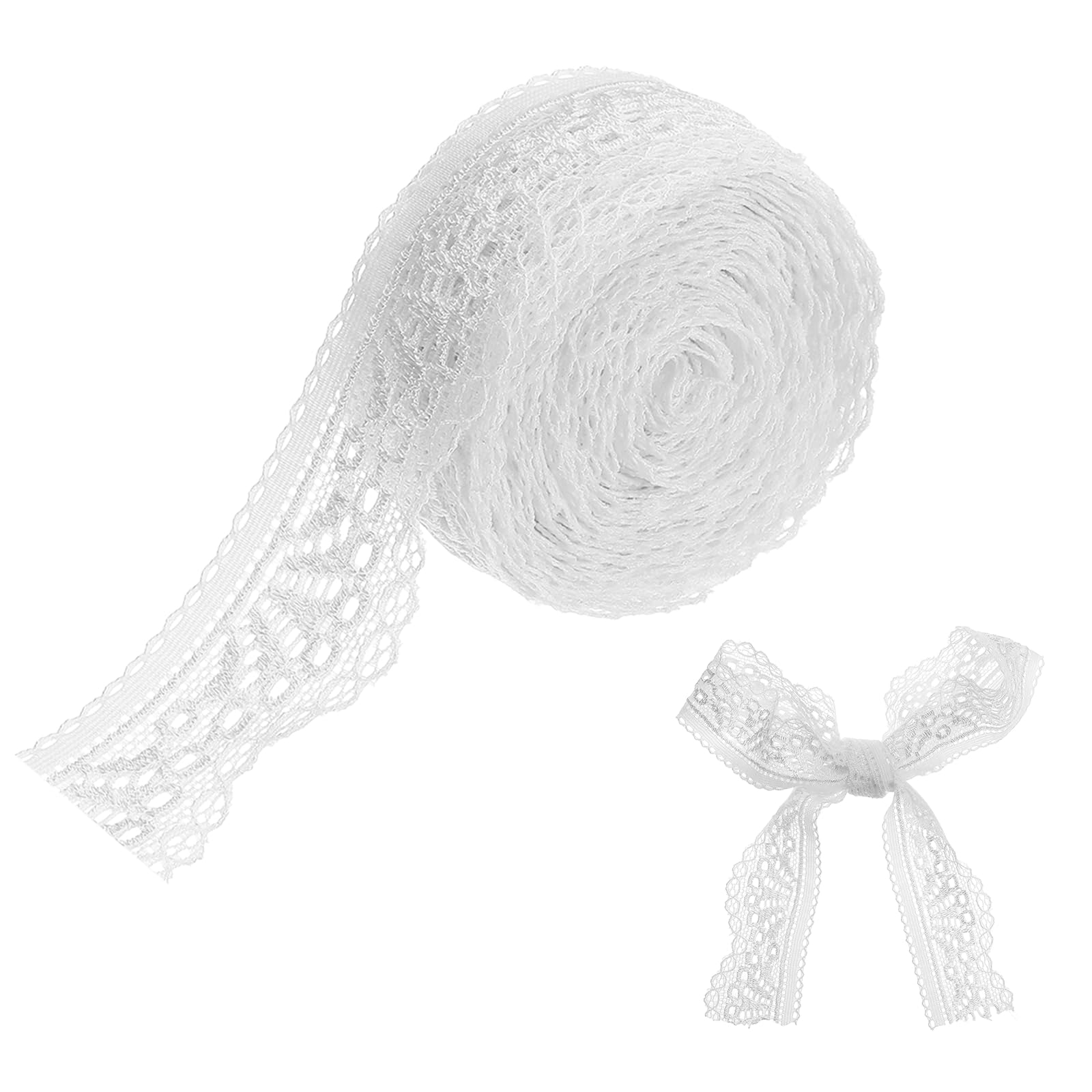 sourcing map Lace Trim, 5 Yards 1-1/2 Inch Vintage Lace Ribbons for DIY Sewing Craft Gift Package Decoration Wedding Headbands White