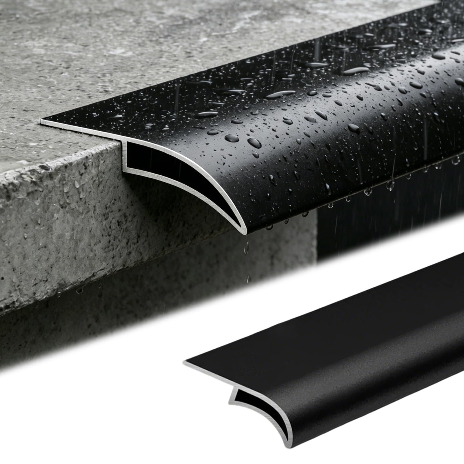 Viiguiy W1.2in/30Mm Drip Edge Flashing For Roof Eaves, Exterio Wall Aluminum Rainwater Diverter Trim, Terrace Balcony Water Drainage Profile, Easy To Install(,L1.7m/5.6Ft)