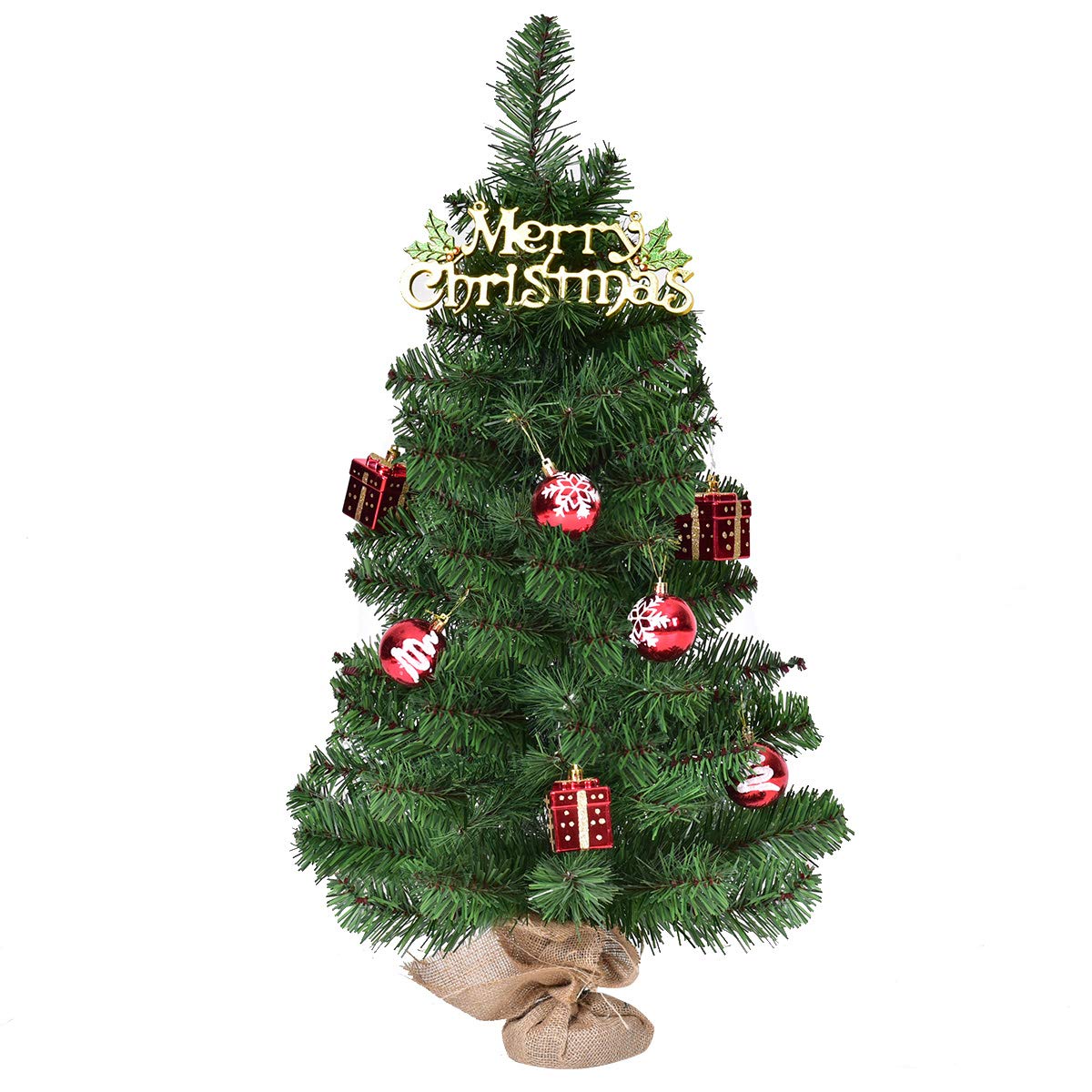 árbol de Navidad, Árbol de Navidad de Mesa de 2 pies/3 pies, Mini árbol de Navidad Verde Artificial con Base de arpillera, decoración Interior de Navidad y Regalo