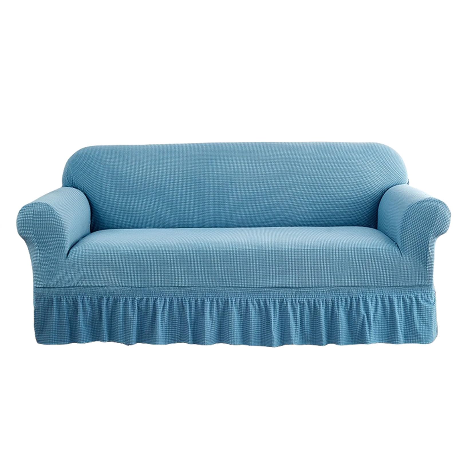 Housse de canapé jacquard 4 places extensible de 235 à 300 cm bleu
