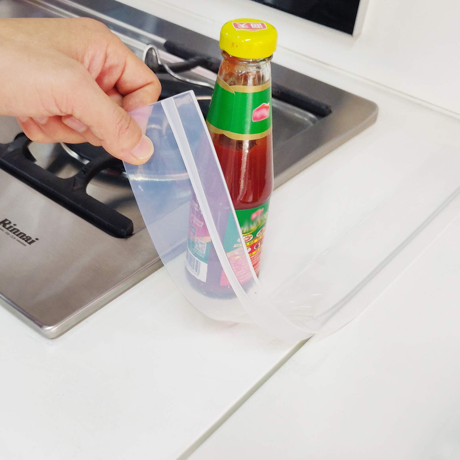 Silicone Kitchen Stove Counter Gap Cover,21 inches Long - Wide Gap Filler Between Stovetop,Countertop,Oven,Washer,Dryer,Wall,Desk Set of 2(Clear)