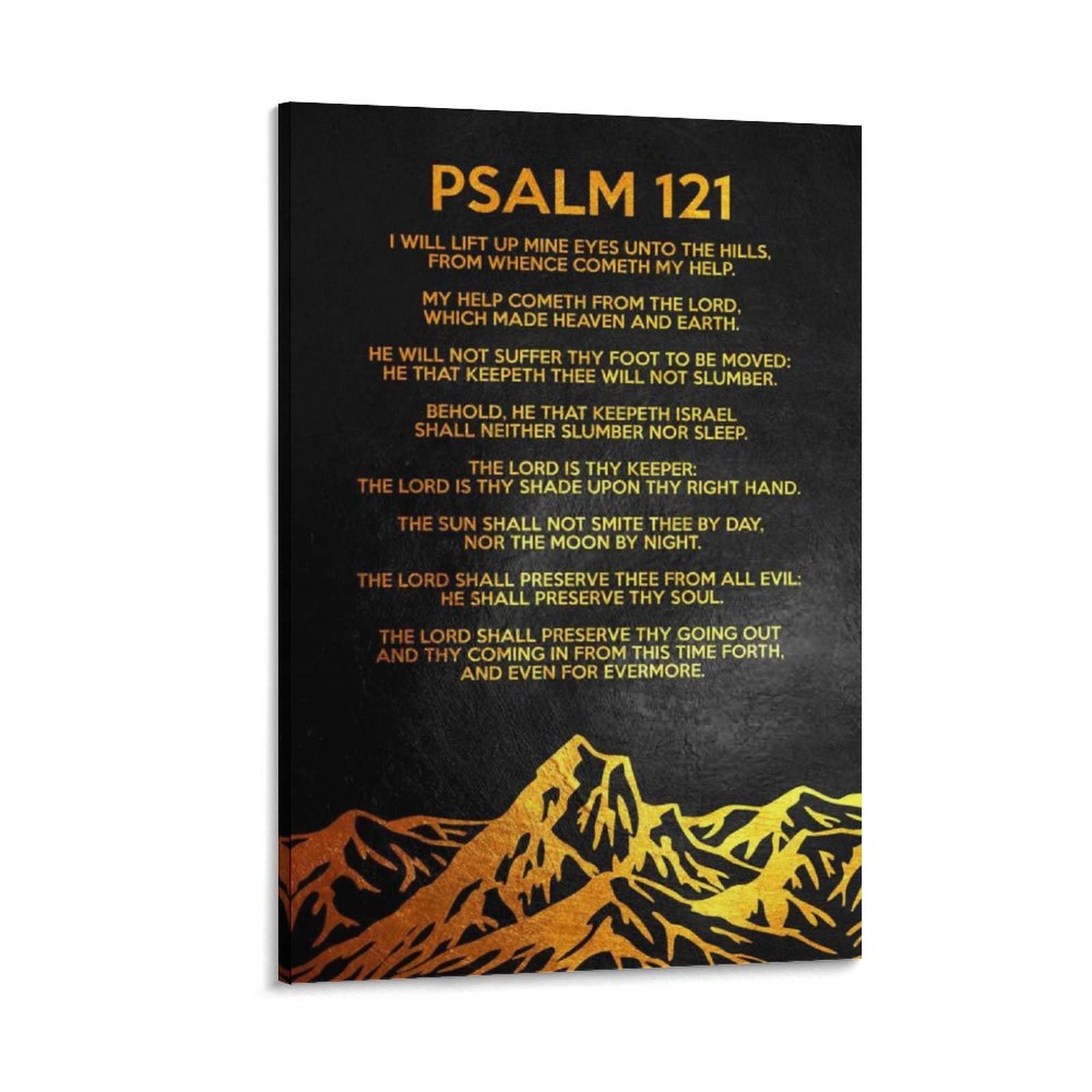 AIDEMEI Canvas Wall Art Prints Gold Font Black Background Psalm 91 Modern Abstract Canvas Art Wall Decor Artwork Picture Oil Painting Bathroom Office Home Decoratior Frame 08x12inch(20x30cm)