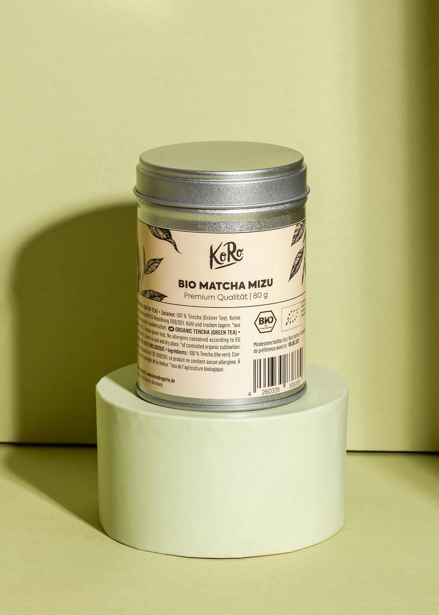 KoRo - Tè Matcha Mizu bio 80 g - Qualità premium - Pratico barattolo di metallo - Per matcha latte e dolci