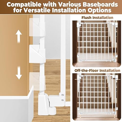 Miniatura 7 de Puertas para bebés de 29 a 45 pulgadas sin barra inferior para escaleras, puerta de seguridad infantil extra alta de 28 pulgadas con cierre