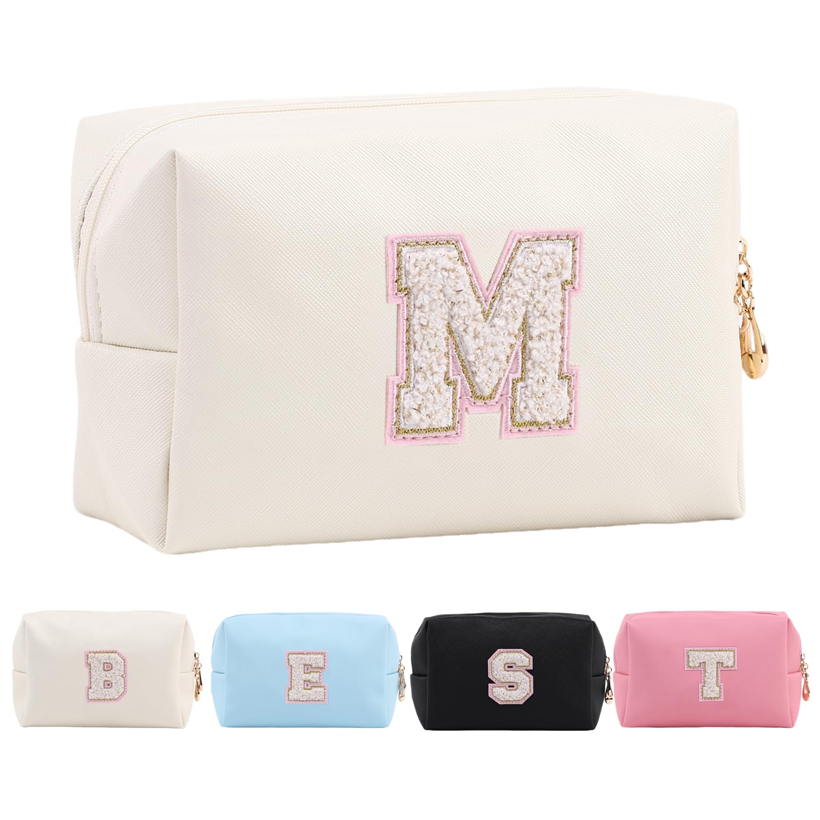 Personalized Makeup Bag,Waterproof Travel Makeup Pouch Cosmetic Bag Birthday Gift for Women Mom，Bride Bridesmaid Cosmetic Bag A-Z — view 64