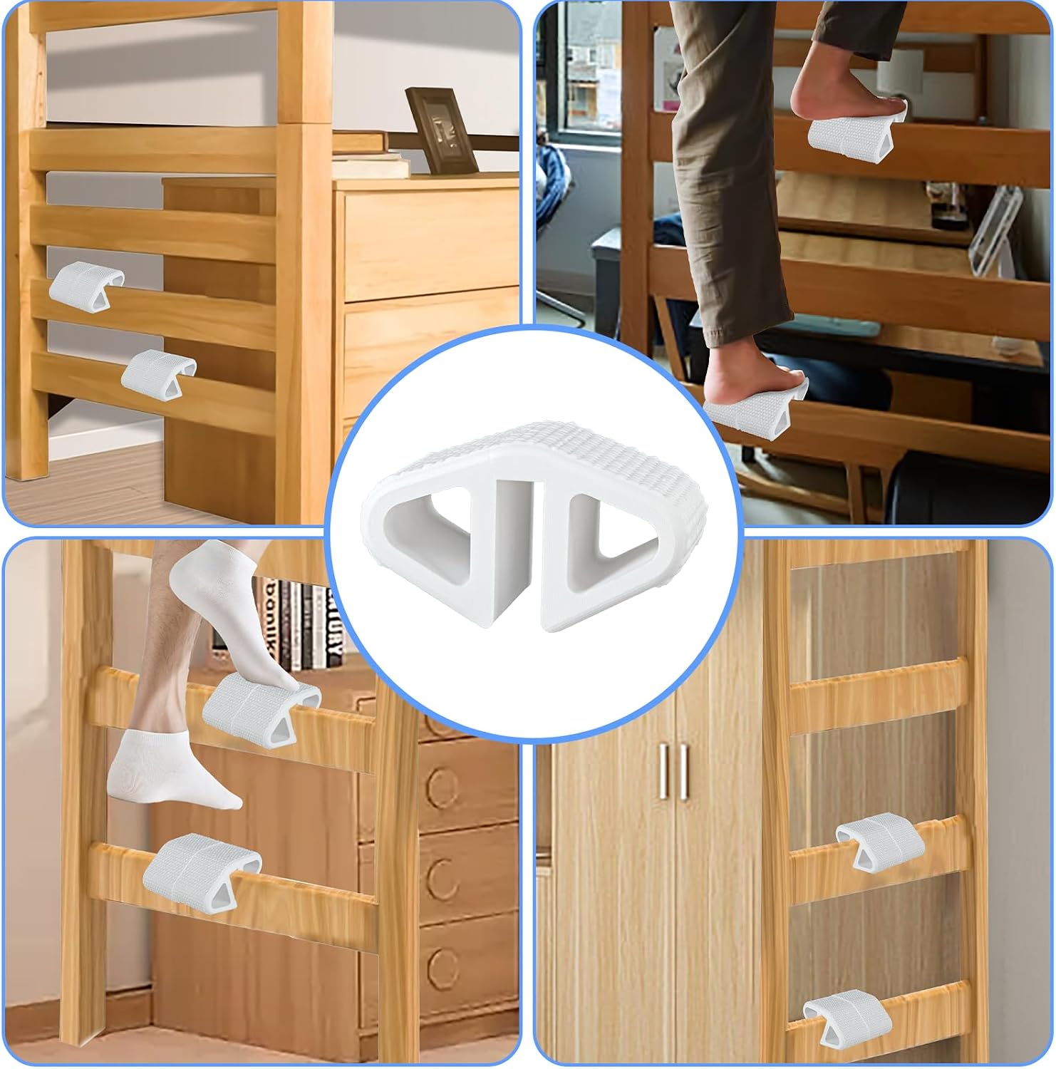 Loft Bed Step Stool for Loft Steps for College Dorm Beds,Bunk Bed Ladder Pads,No Tools Needed,Adds Comfort & Safety,Suitable for Most College Dormitory Bed Ladders (White(4pcs))