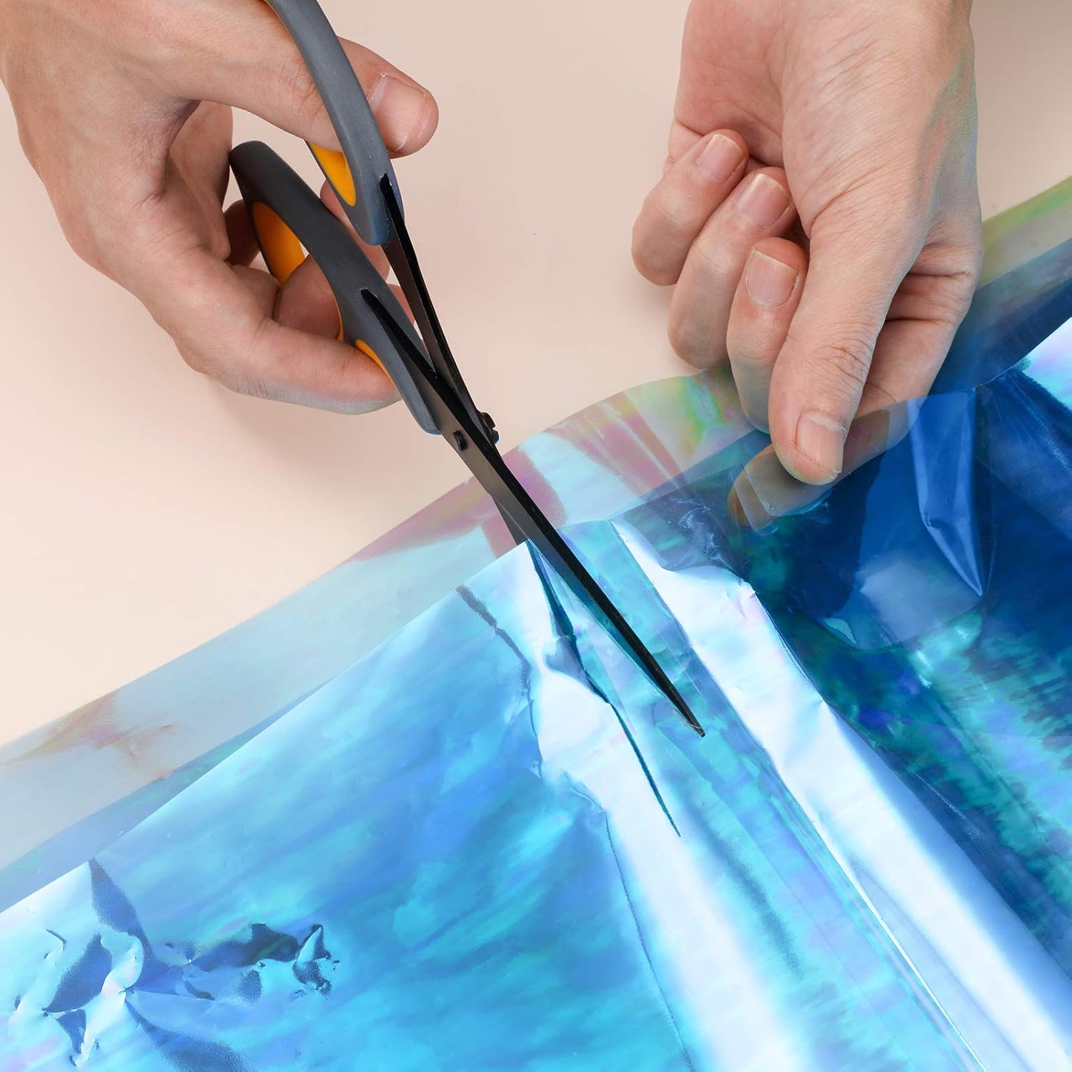 39 x 138 Inch Valentine's Day Cellophane Wrap Paper Iridescent Film Paper, 11.5 Feet with 30 g Iridescent Film Shreds Strands Wrap Confetti for Basket Filling DIY Wrapping Decoration Supply (Blue) : Health & Household