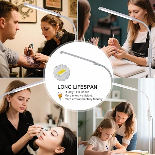 Miniatura 3 de Lámparas de pie LED brillantes con atenuación táctil y remota para extensión de pestañas, tatuaje, manicura, dibujo, maquillaje, sala de estar,