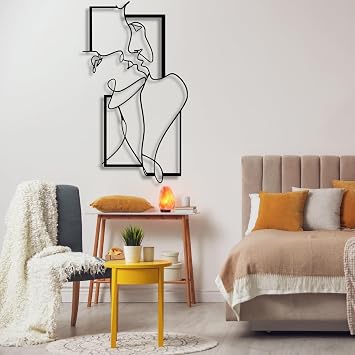 ICEWQOQU Women And Men Metal Wall Decor, Women And Men Metal Wall Art, Line Art Wall Decor, Couples Wall Art for Bedroom, Living Room, Bathroom 19.6" x 11.4" / 50 x 29 cm, black