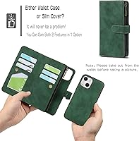 Vista 3 de iCoverCase Funda tipo cartera para iPhone 13 con tarjetero, funda de piel sintética 2 en 1 con cierre magnético, bolsillo con cremallera, a prueba