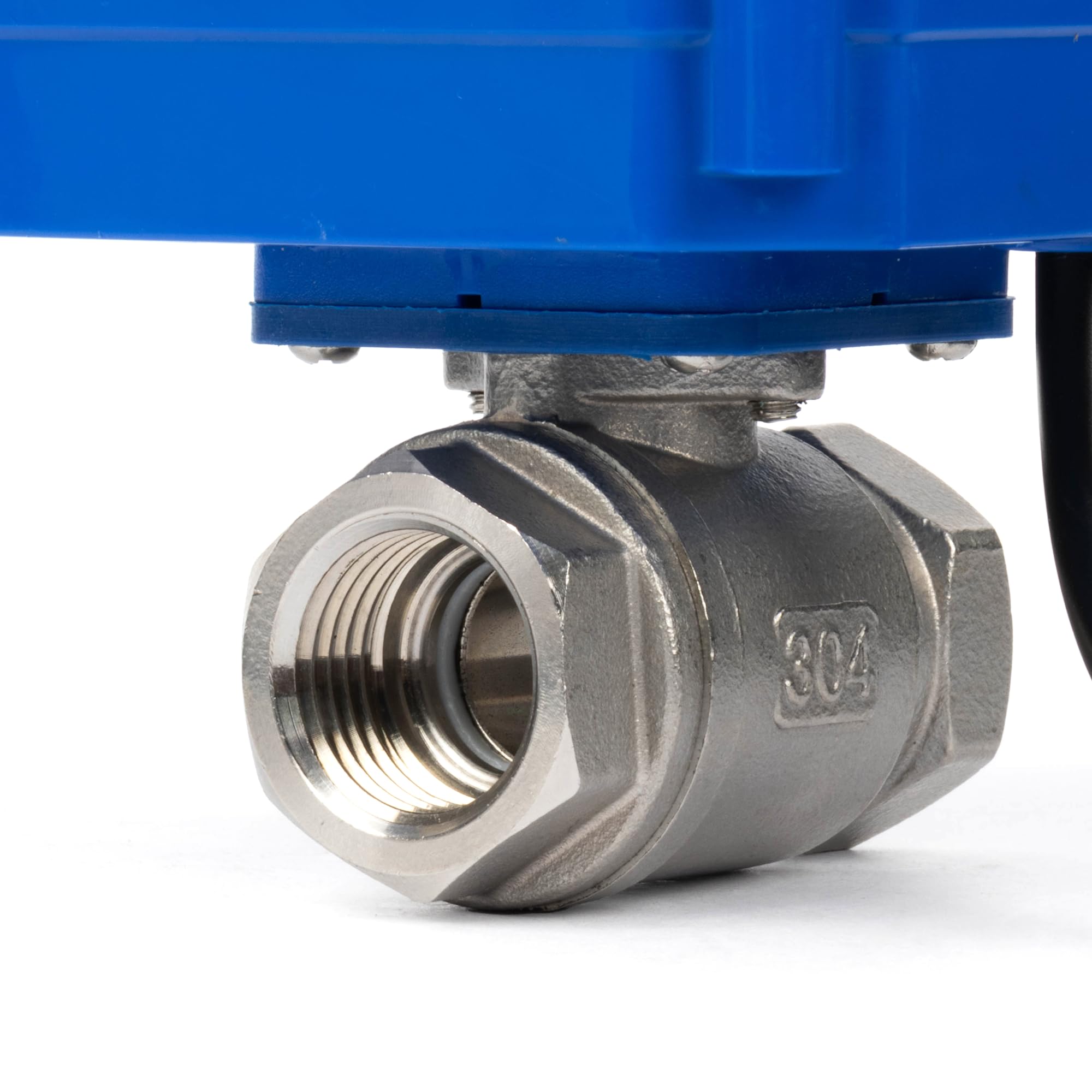 U.S. Solid Válvula de bola motorizada 220 V CA con conector 1/2 pulgadas DN15, abierto sin corriente, válvula de bola eléctrica de acero inoxidable de 2 vías, retorno automático
