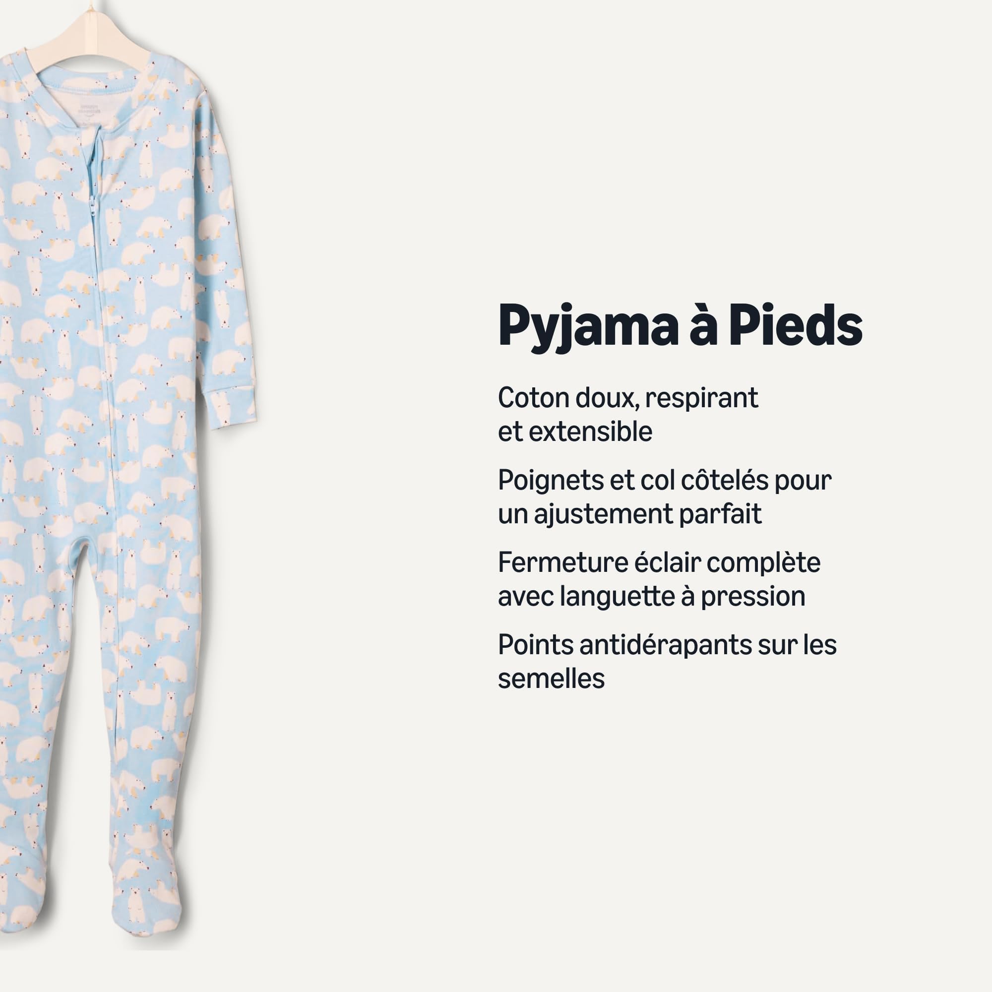 Amazon Essentials Mixte bébé Pyjamas à Pieds, en Coton, Coupe Ajustée