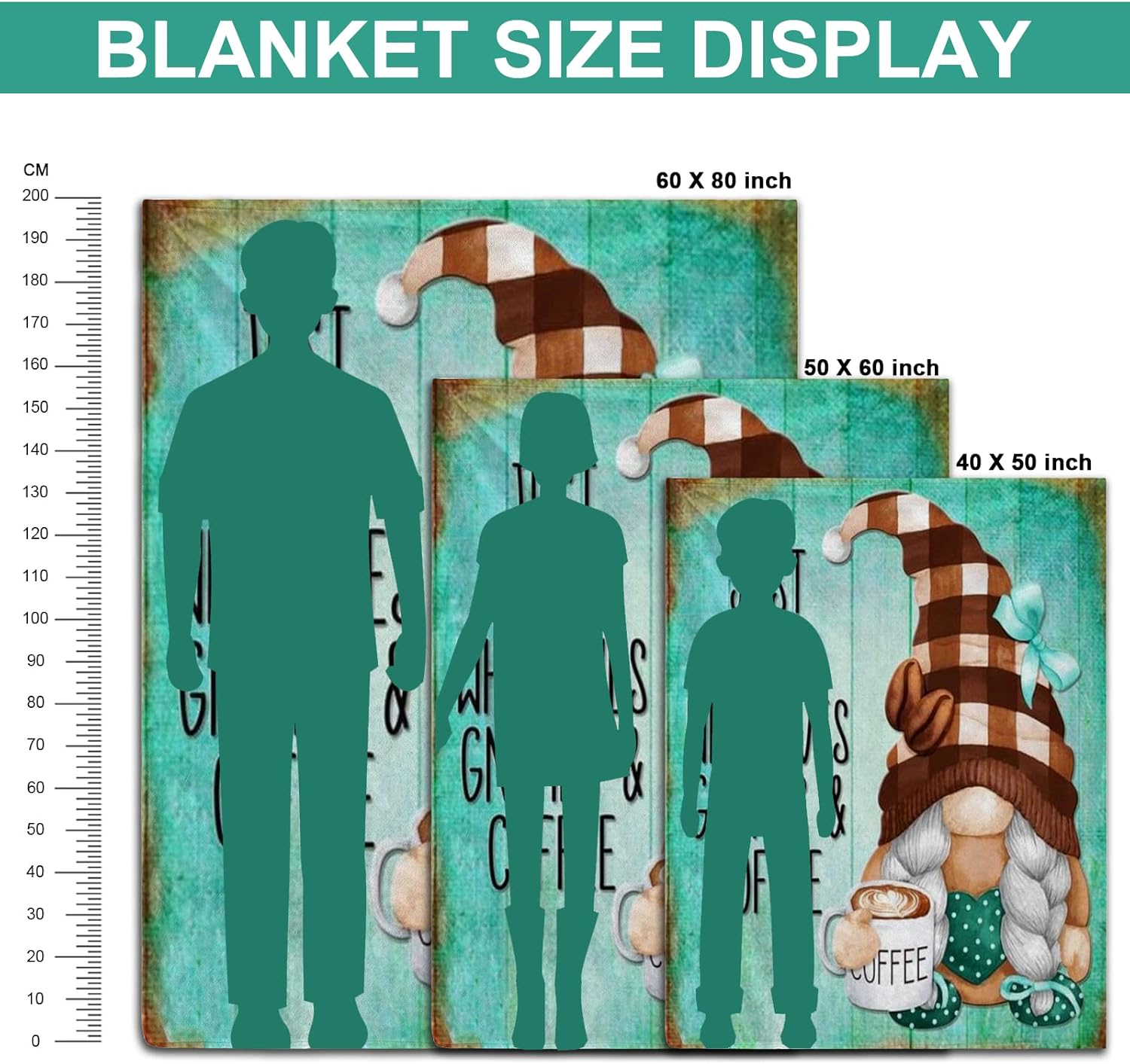 Coffee Gnome Blanket, Gnomes Gifts for Women, Birthday Valentine's Day Gifts for Coffee Lover, Adult, Wife, Girls, Friend, Mom, Daughter, Vintage Spring Throw Blanket, 50x60 Inches - Image 8