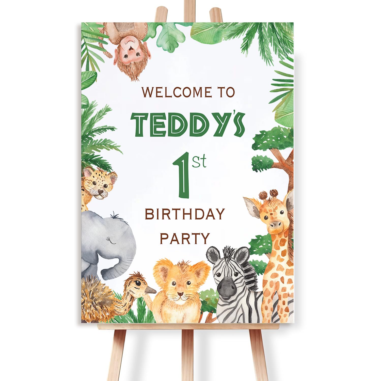 Safari Birthday Party Sign, Wild One Welcome Sign, Jungle Themed 1st Birthday Party, A4, A3, A2, A1, Foamboard Sign