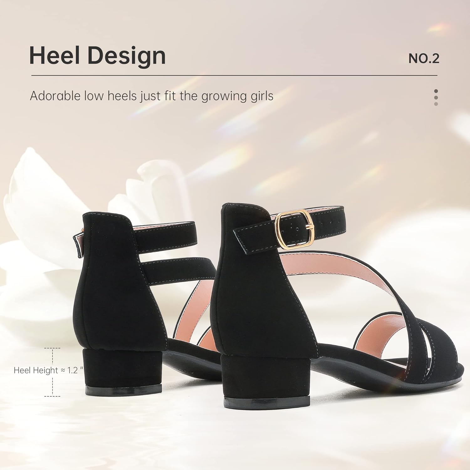 Girls Sandals Kids Heels Open Toe Ankle Strap Dress Shoes Flower Wedding Party for Toddler Little Big Kid - Image 5