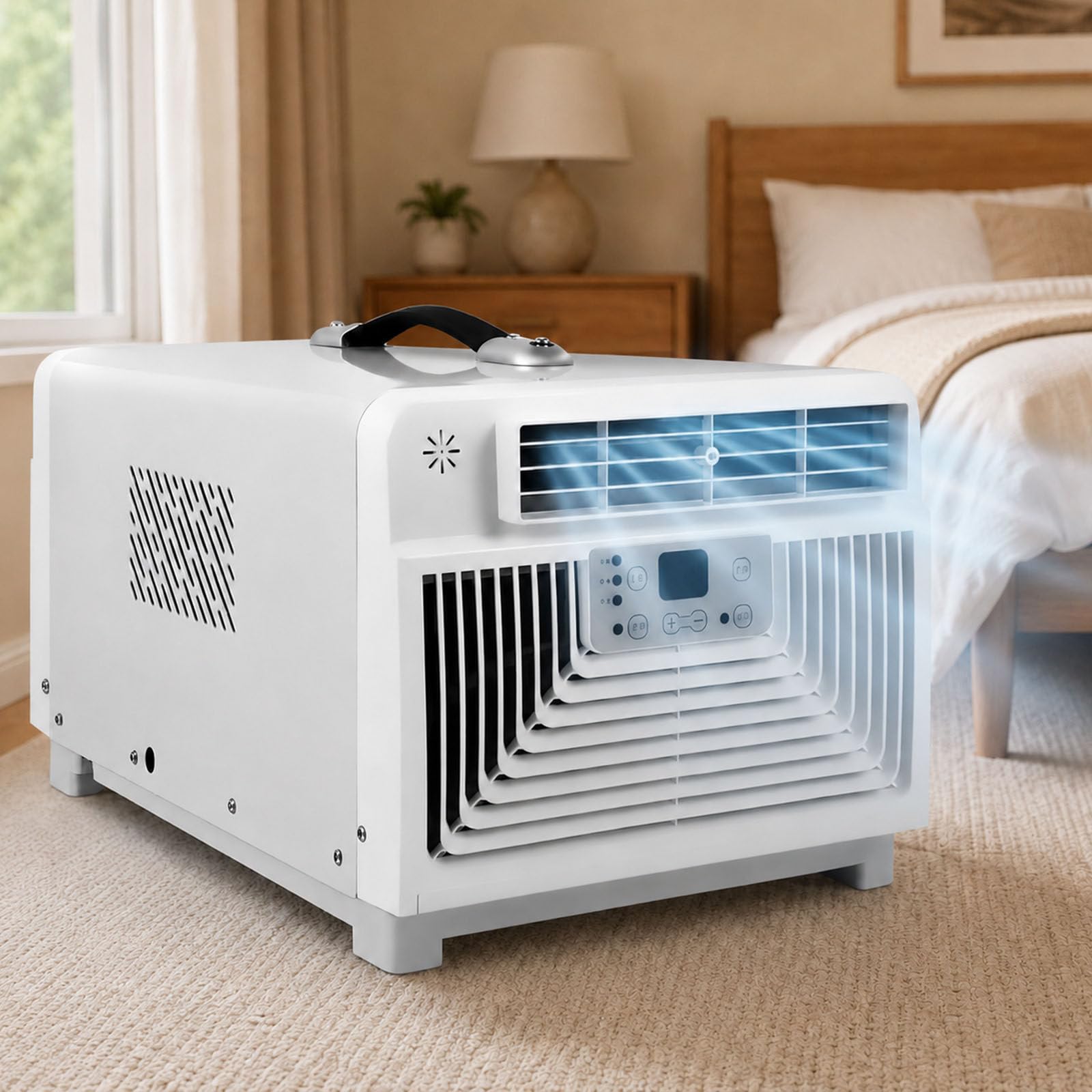 smafoseedding 4 In 1 Camping Ac Unit, Portable Air Conditioner, Mobile Air Conditioner For Tent, Caravan, Campervan,3400 Btu,42db, Remote Timer, Self-Evaporating, Compact Cooling
