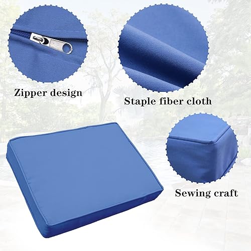 Miniatura 2 de Fundas de cojín de repuesto, fundas de cojín para patio al aire libre impermeables (25.6 x 25.6 x 3.94 pulgadas, azul)