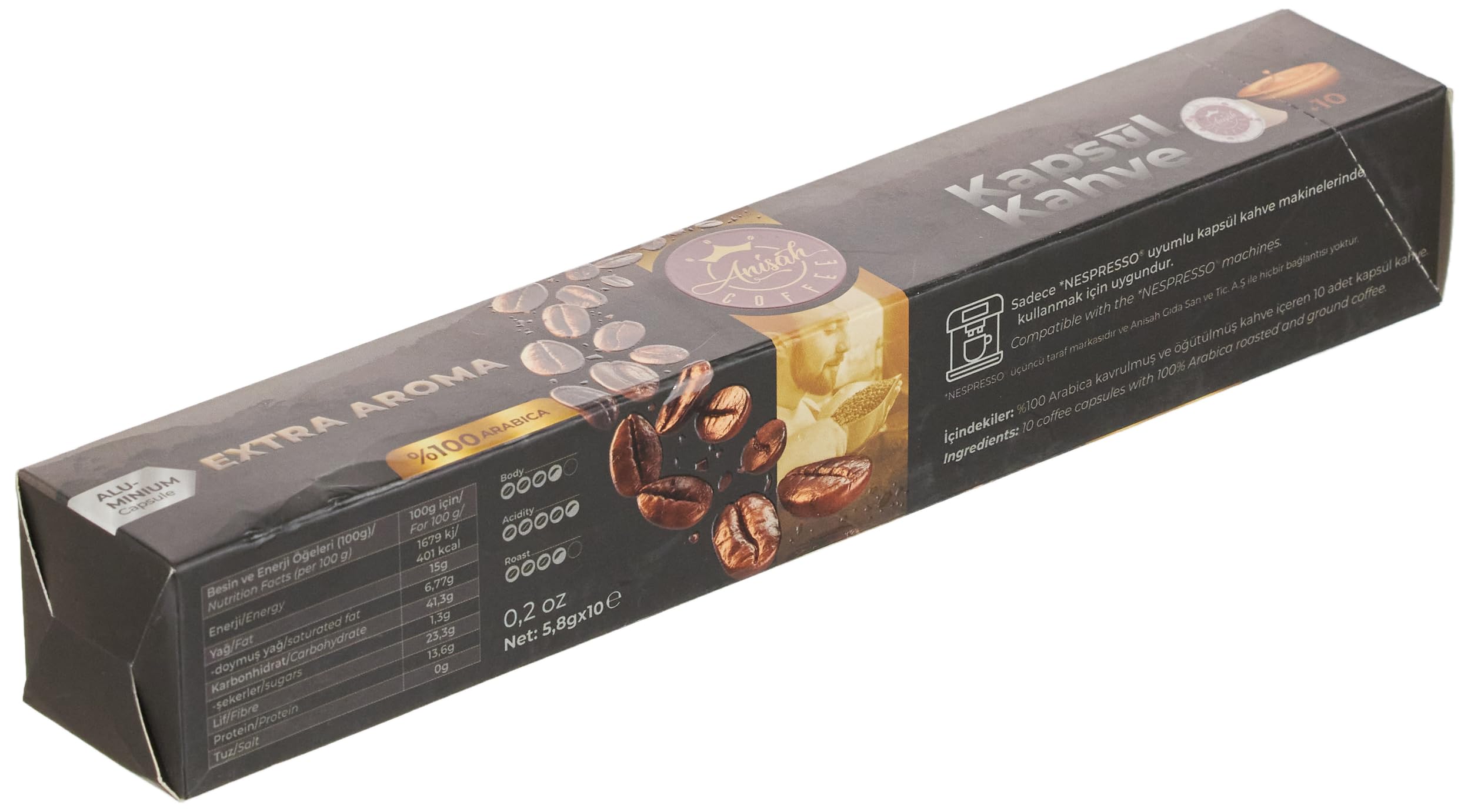 Anisah Coffee Extra Aroma Nespresso Uyumlu Kapsül Kahve, 10'lu