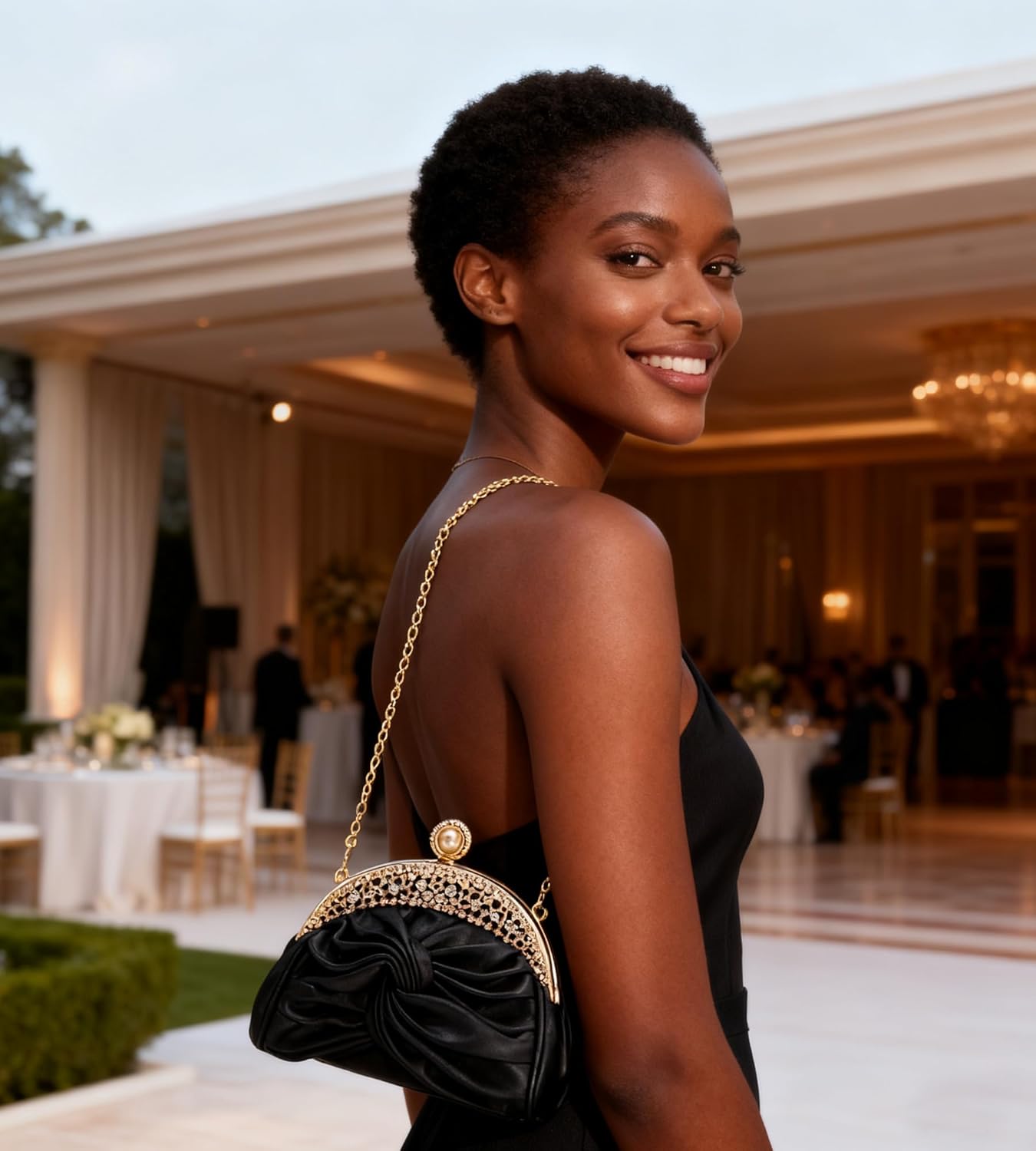 Rhinestone Evening Clutch Purse for Women, Sparkly Party Shoulder Handbag Wedding Bag with Chain - Image 2