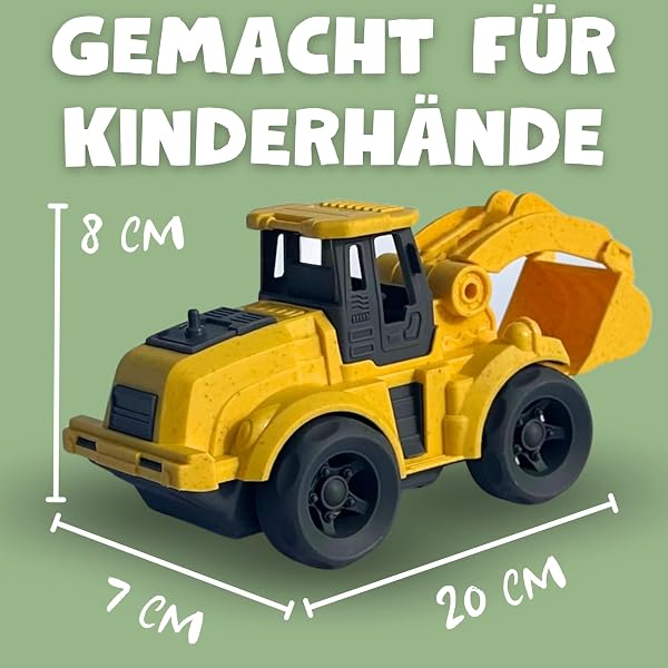 BIOPLAY® Kinder Bagger Spielzeug ab 2 Jahre | Bio Kunststoff | Bewegliche Baggerschaufel | Nachhaltiges Spielzeug ab 18 Monate für Jungen und Mädchen | Indoor und Outdoor | Baustellenfahrzeug - 5
