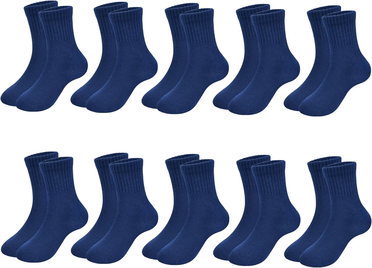 Girls Crew Socks Seamless Boys School Uniform Dress Socks Kids Breathable Cotton Quarter Sock 10 Pairs