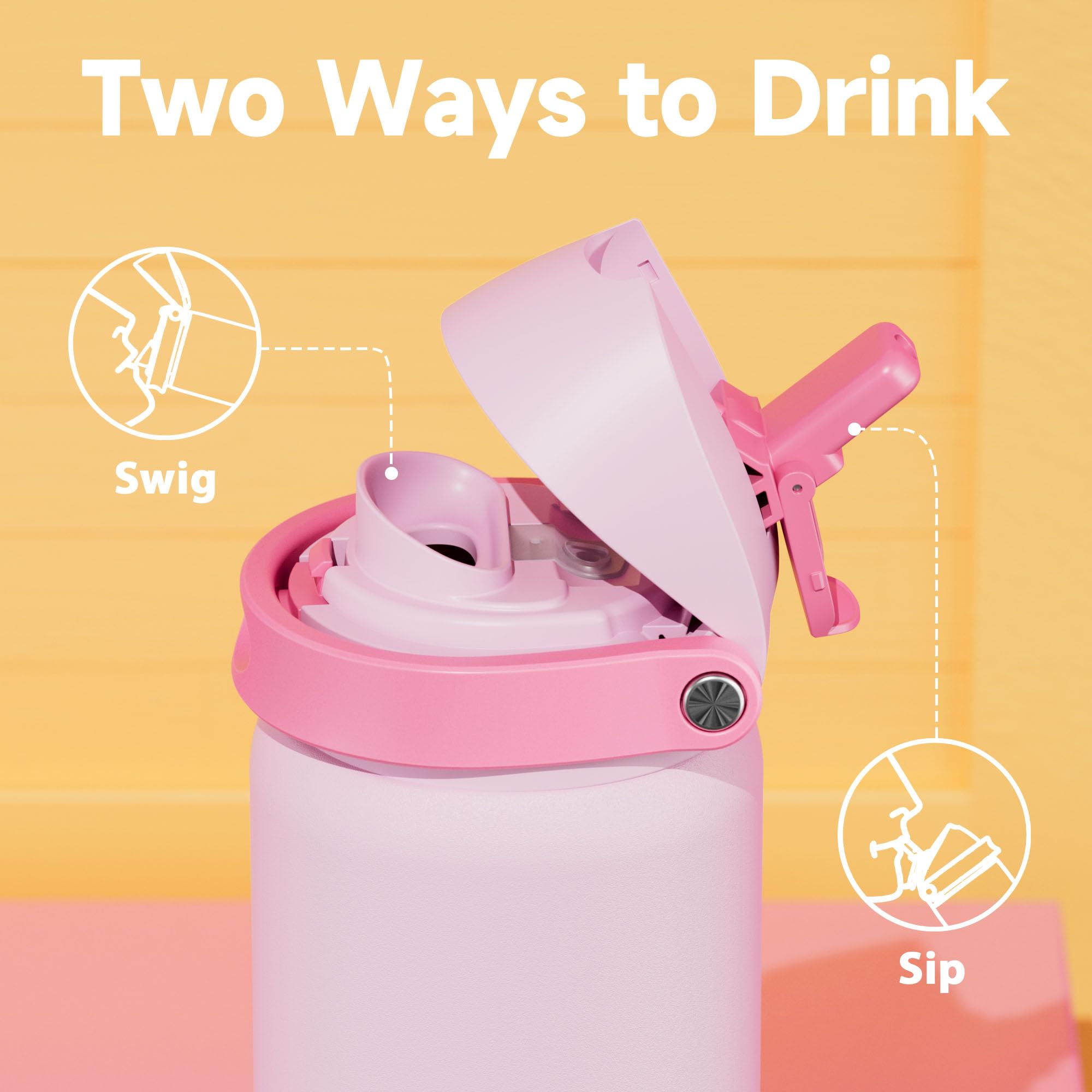 950ml Metal Water Bottle for Sports: Meoky Stainless Steel Water Bottle with 2-in-1 Straw and Spout Lid, Leak Proof - Image 4