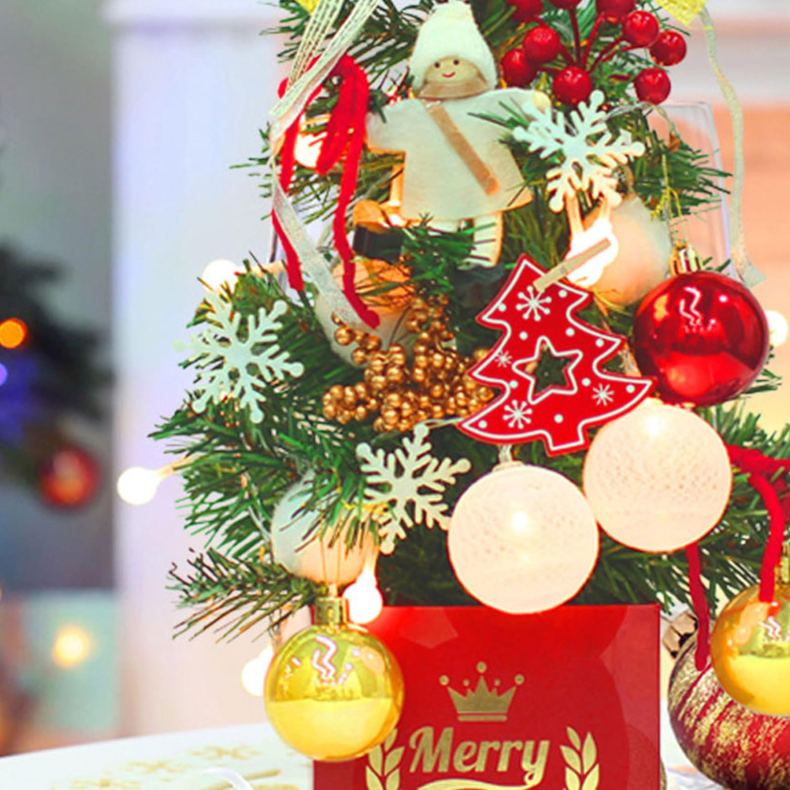 Árbol de Navidad de Escritorio | Adornos de Mesa de árbol Artificial con Forma de Estrella,Regalos navideños y decoración de Fiestas, centros de Mesa para Ventana de Escritorio navideña Zorq