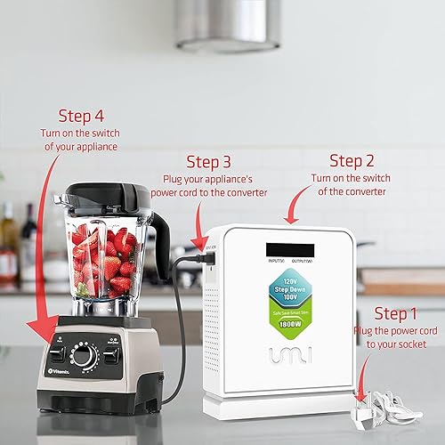 Miniatura 5 de UMI Transformador convertidor de voltaje de 1800 vatios  Convertidor de potencia de CA descendente de alta resistencia de 120 V a 100 V  para uso en