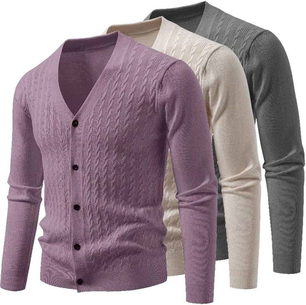 Men’s V-Neck Knit Cardigan Button Front Lightweight Sweater Casual Daily Wear Top
