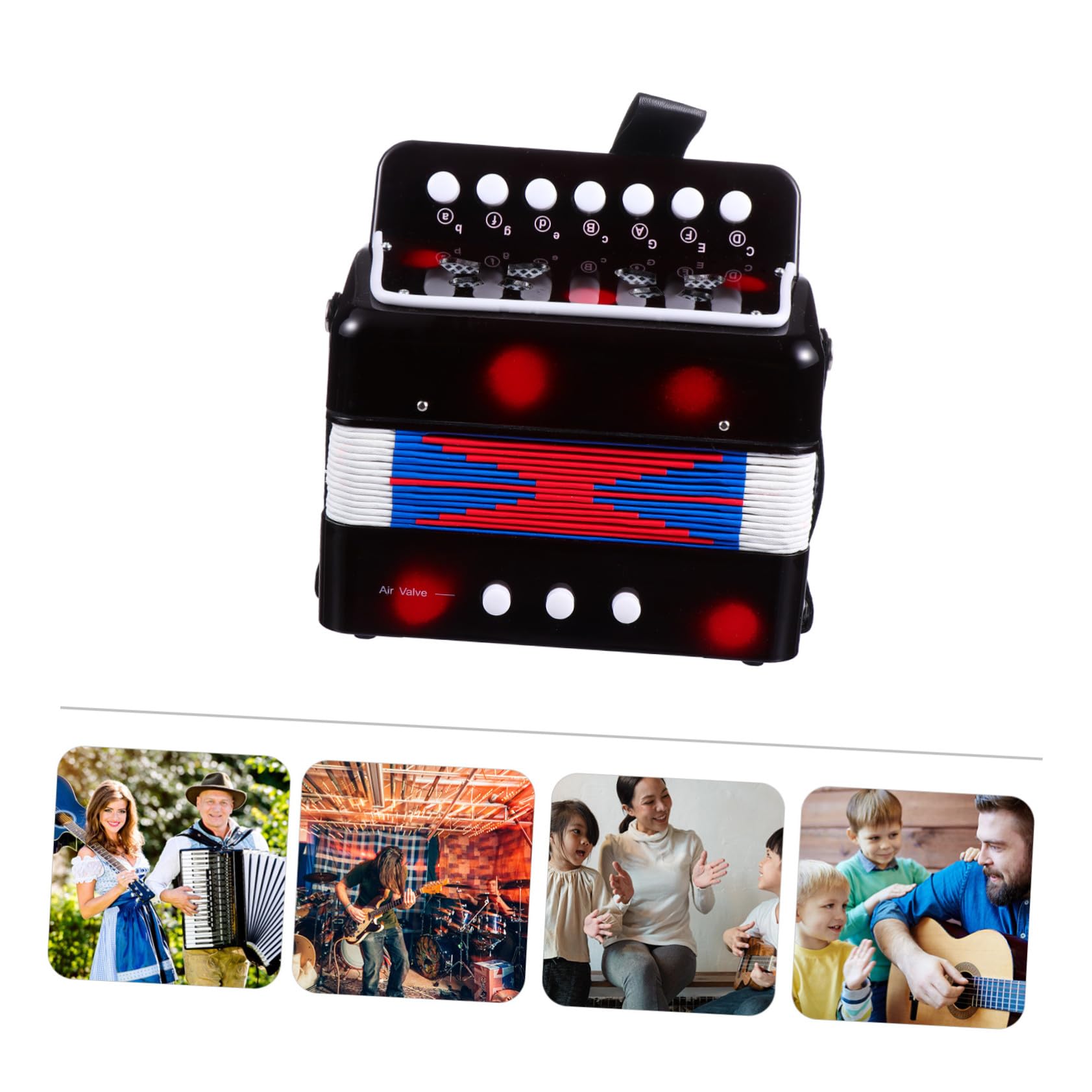 Accordéon Éducatif Noir pour Garçon et Filles Matériau Abs et Métal, Améliore les Capacités Cognitives Pratique Musicale