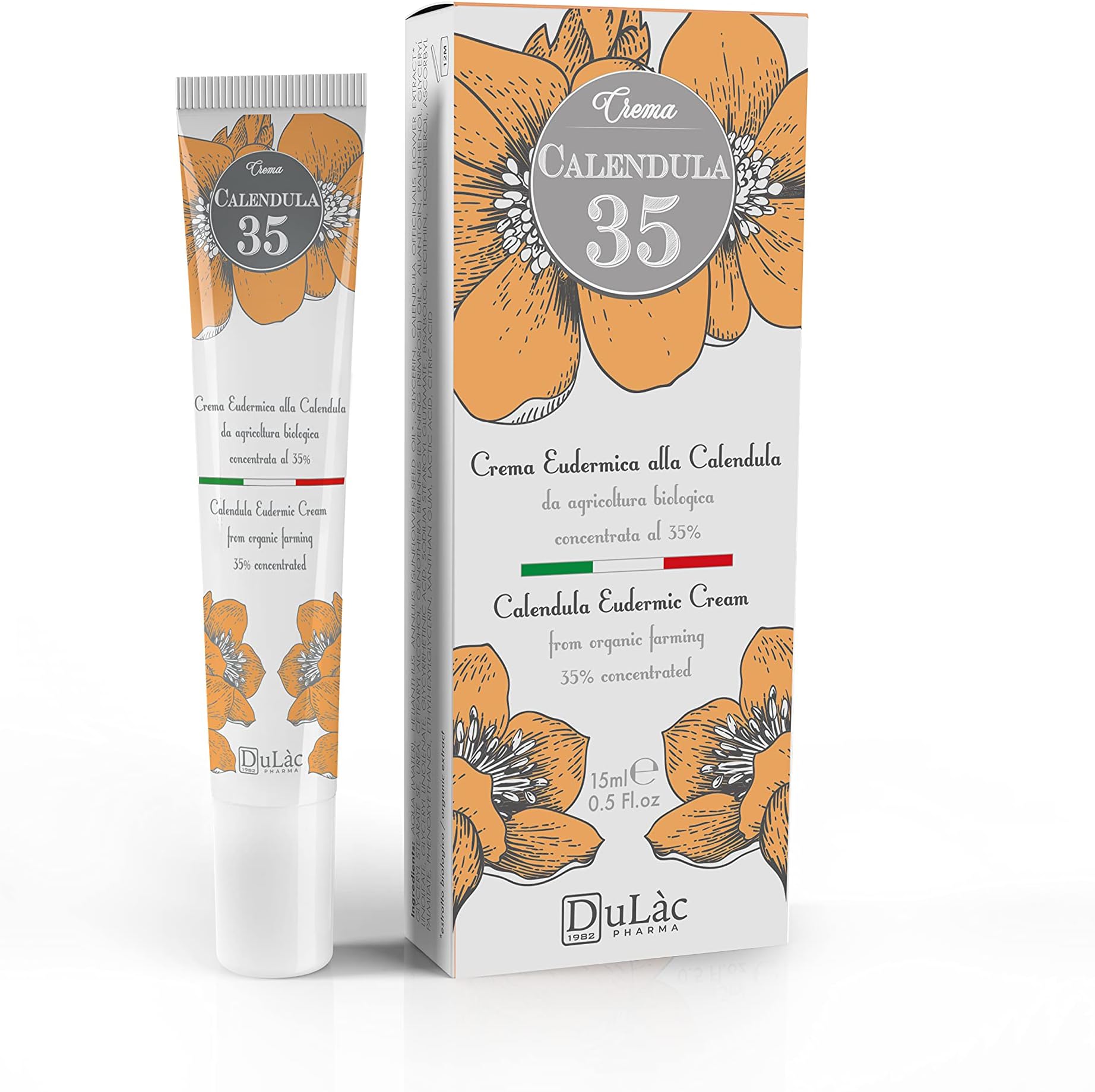Dulàc Natural Calendula Cream with Organic Calendula Oil, Panthenol, Vitamin F - Calendula Ointment Great even for Kids - Calendula Salve for Eczema Relief, Itchy Skin, Irritations, Sunburns