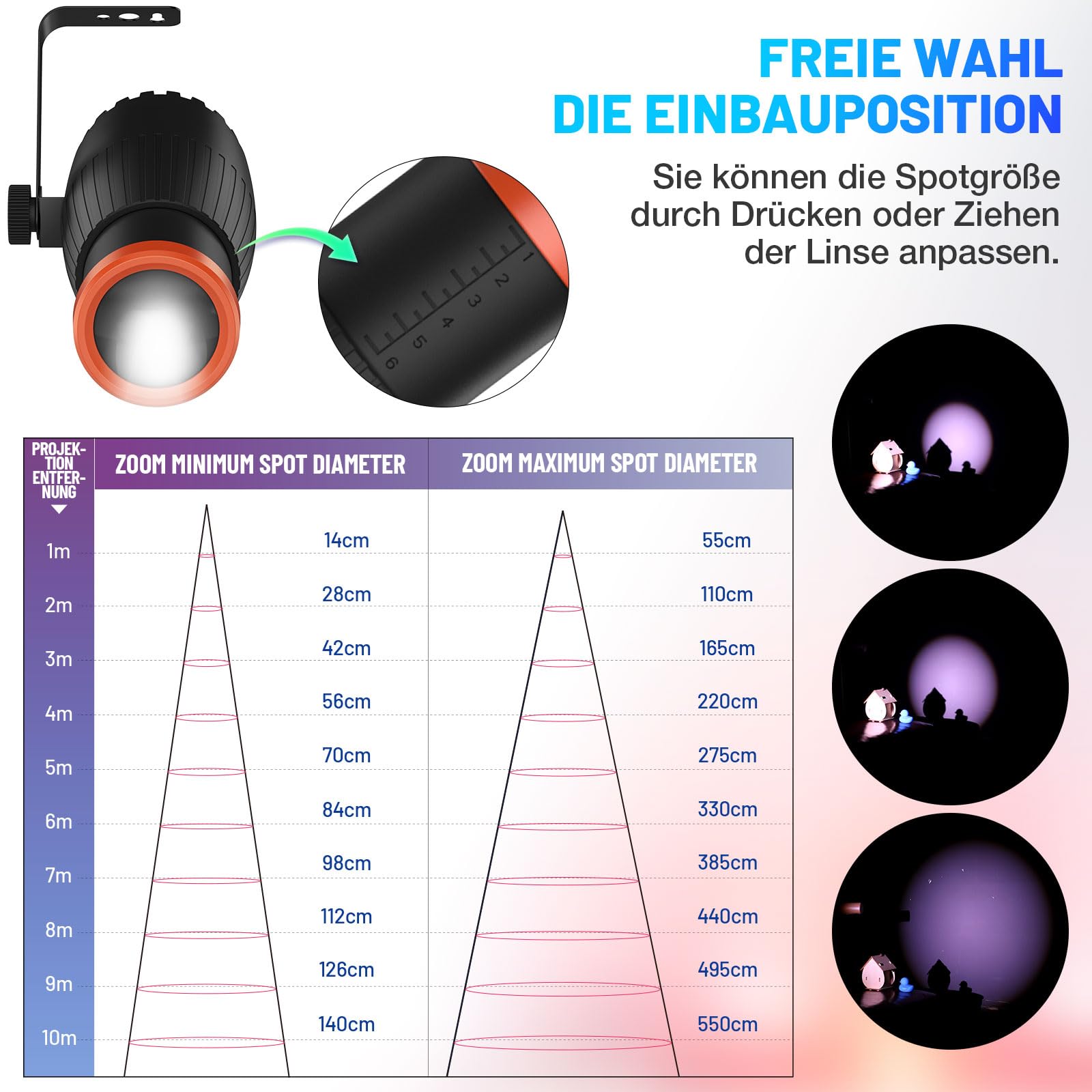 Pinspot LED Luce, Czgor 18W RGBW 4 in 1 Luci Spot con telecomando, Fuoco Manuale Palla Disco Spotlight, Super Luminoso con Colonna Guida Luce, Palcoscenico Illuminazione per Disco Party, 2 Pack