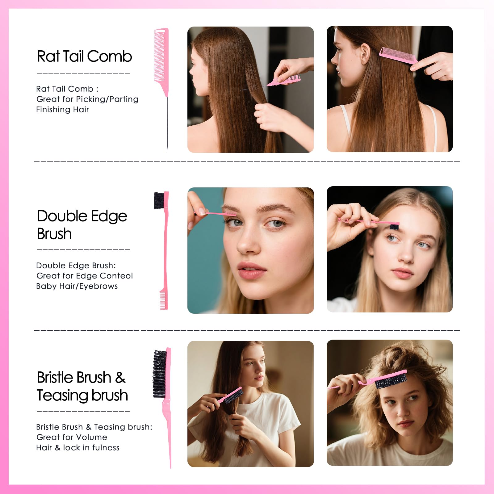 Juego de 11 cepillos para el cabello, cepillo para desenredar el cabello y botella de spray, 3 cepillos suaves para niños pequeños, adecuados para peinados húmedos y secos, adecuados para adultos y