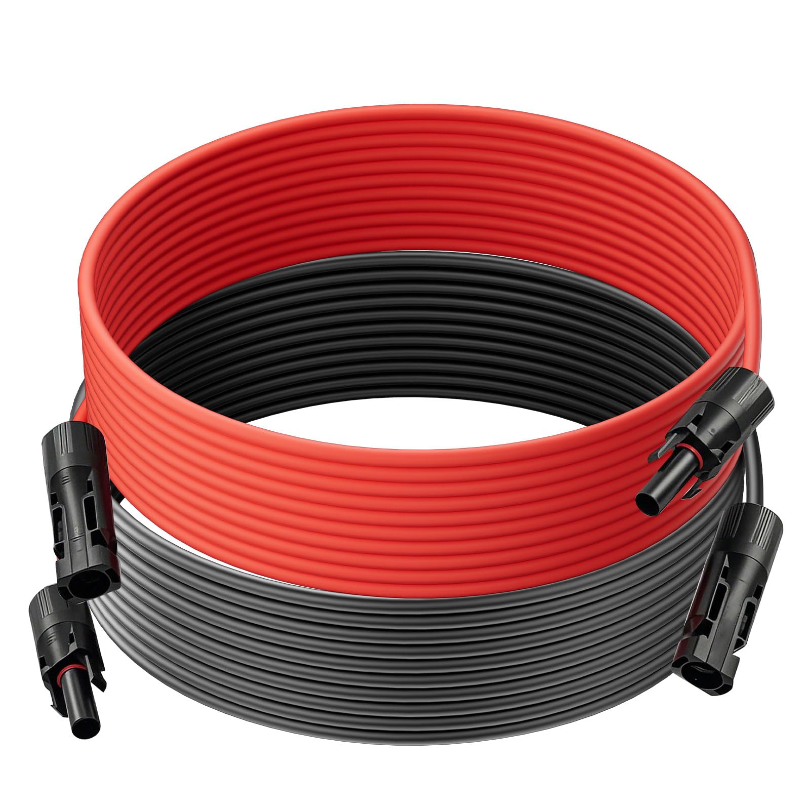 Solarkabel6mm²/ Verlängerung 20M – UV-beständig, TUV, VDE Zertifiziert, mit Solarsteckern, für Photovoltaikanlagen (Rot/Schwarz)(4mm²2M) (6mm²/20m)