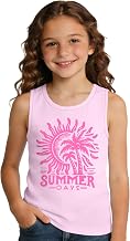tiorhooe Hawaiian Vest Tops for Kids Sun Salt Sand Graphic Summer Tank Top | Tropical Palm Tree Print, Sleeveless Beach Graphic, Soft Breathable Fabric, Easy-Care, Versatile For Summer, Fade-Resistant