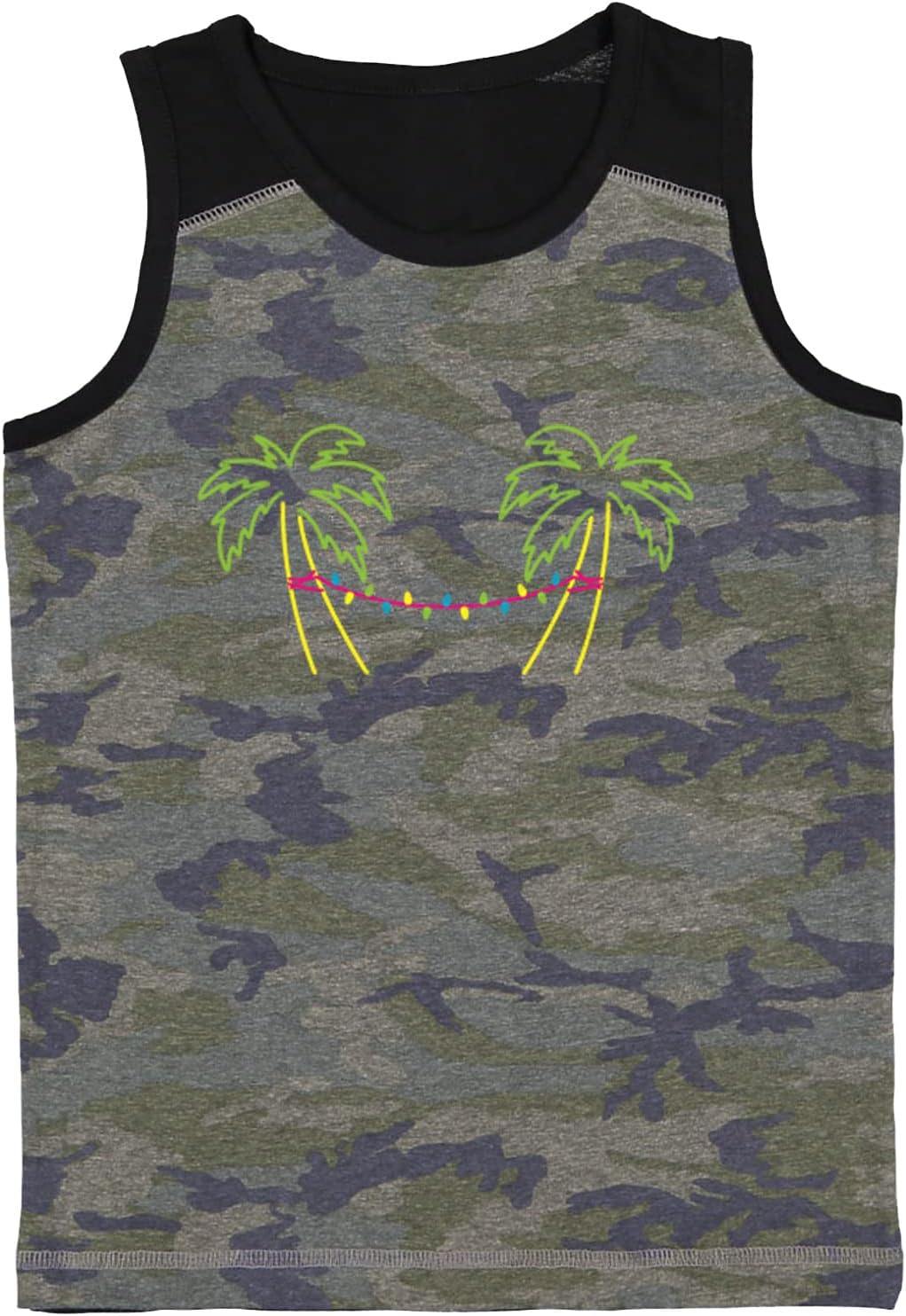 Tcombo Palm Trees with Lights - Tropical Youth Contrast Back Tank Top