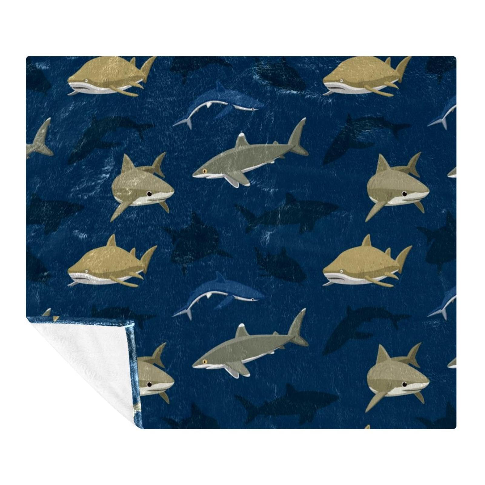 Couverture polaire requin 150x200cm pour lit et canapé en microfibre douce