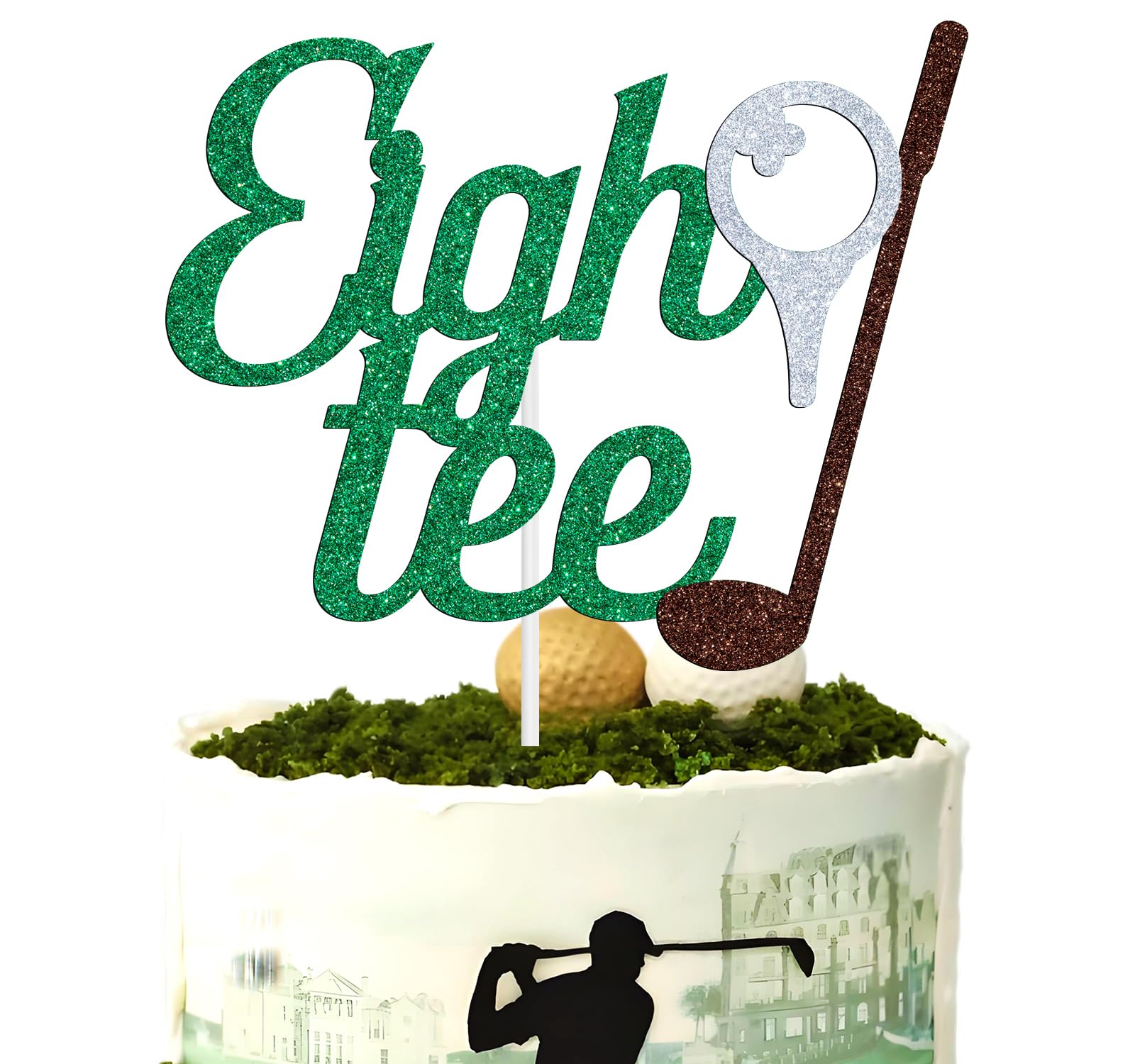 Golf Eigh-tee Cake Topper, Golf 80th Birthday Decoration, Funny Golf Theme 80 Eighty Sign for Golfer Fans, 80th Birthday Party Decorations Supplies