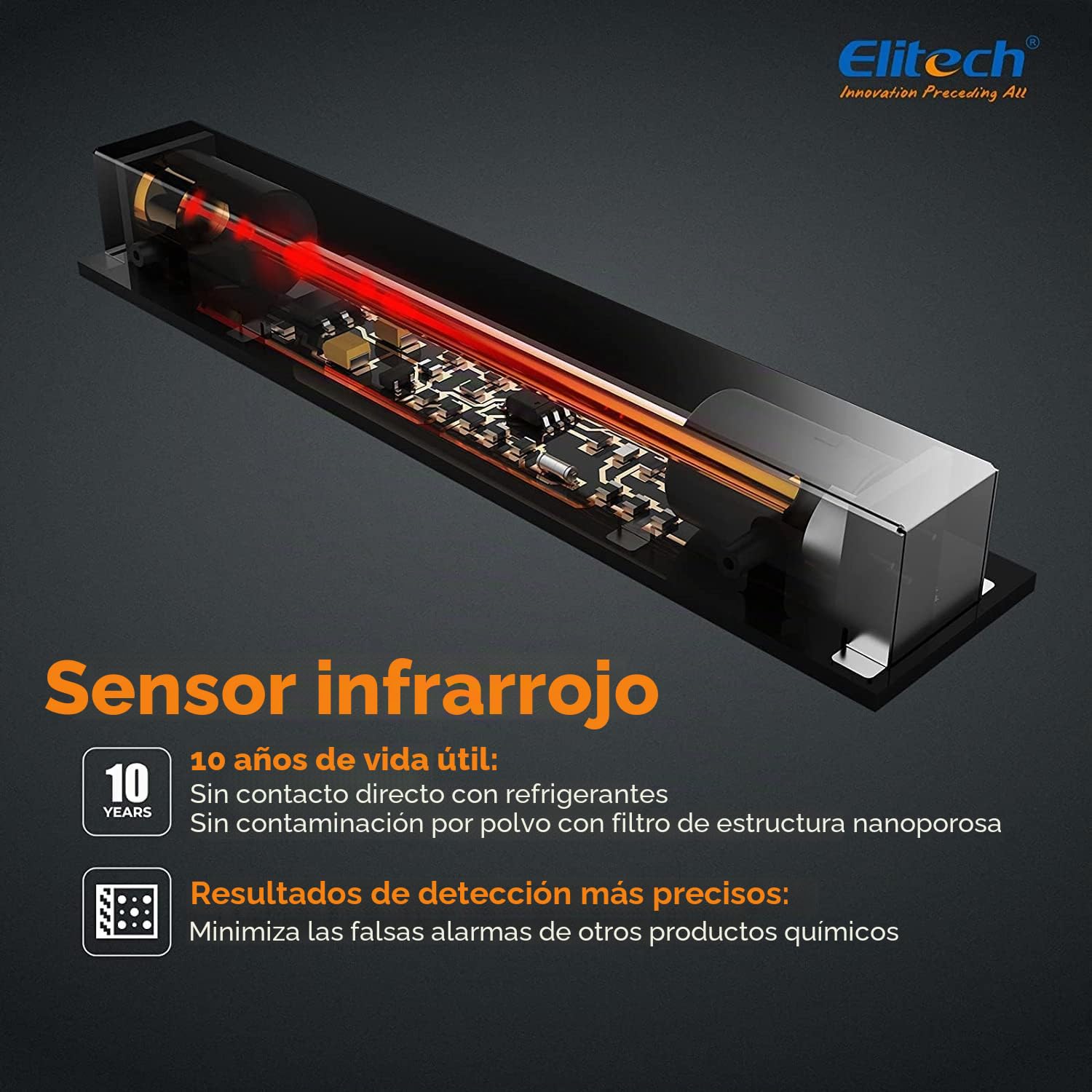 Elitech Detector De Refrigerante De R744 CO₂ Infrarrojo - Monitor Portátil De Dióxido De Carbono De Alta Precisión para Sistemas HVAC con Alarma