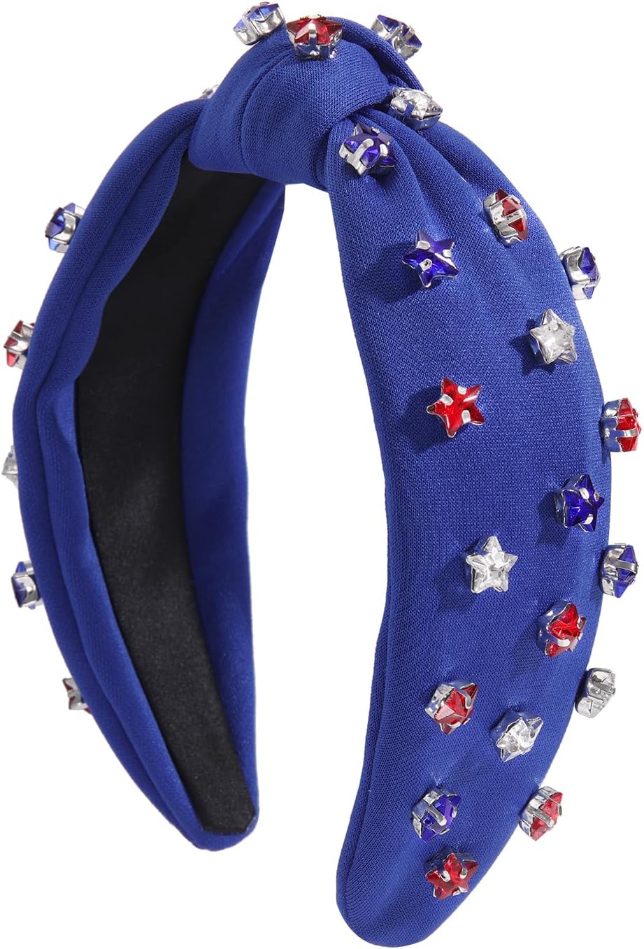 4 th of July Headband for Women American Flag Knottted Headband Red White Blue Crystal Star Patriotic Party Favor - Image 8
