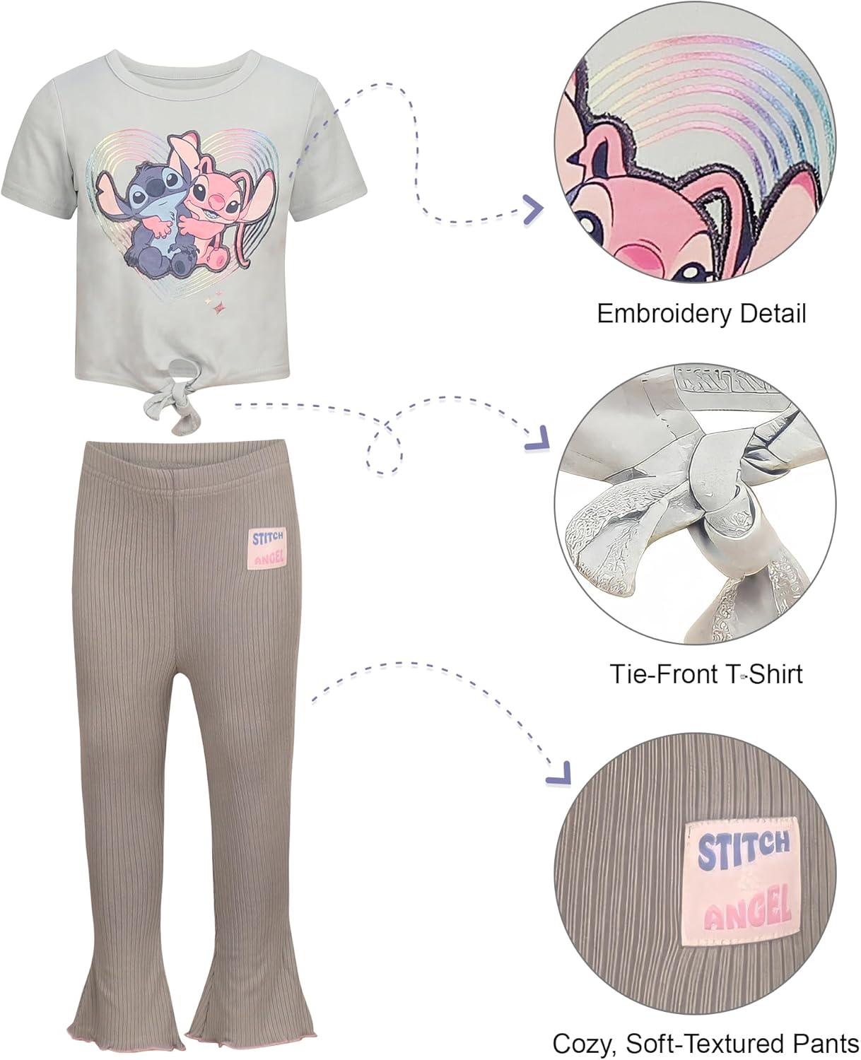 Magic Threadz Disney Clothes Baby Girls 2-Piece Set – Stitch, Minnie, Jessie, Marie Outfit Set Infant (12M–24M) - Image 6