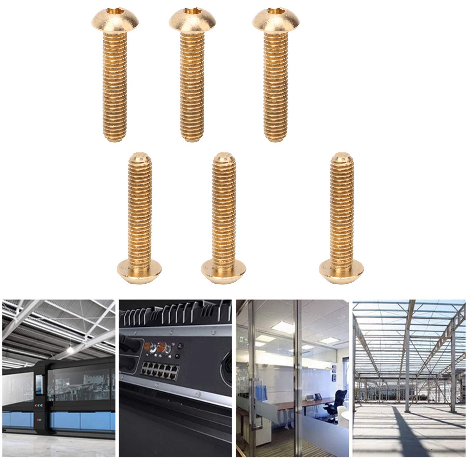 50 piezas de tornillos hexagonales de cabeza redonda, sujetadores de cobre M5, tornillos industriales de cobre puro antióxido con roscas profundas para maquinaria y aplicaciones (M5*25mm)