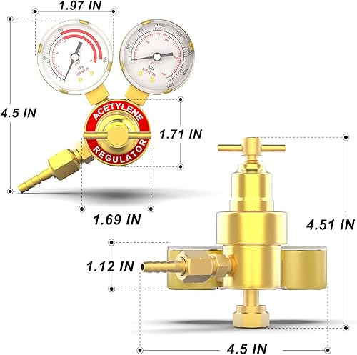 Miniatura 9 de MEANLIN MEASURE Regulador de oxígeno Medidores de gas de soldadura CGA 540 Regulador de antorcha de corte, salida 0-100PSI Entrada 0-4000PSI Medidor