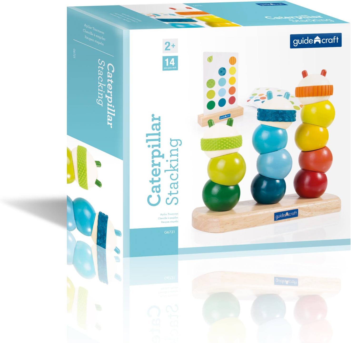 Guidecraft Caterpillar Stacking, Manipulative Toddler Toy - Kids Early Learning Development Toys, Wooden Educational Toy