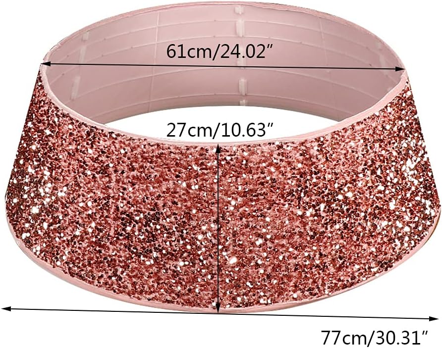 Christmas Tree Skirt, Tree Skirt with Pink Sequins Trees Collar Stand for Merry Christmas Holiday Party Decorations