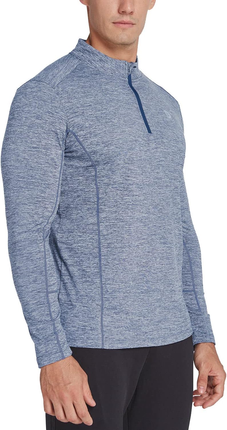 baleaf Men's 1/4 Zip Pullover Running Shirts Long Sleeved Tops Back Pocketed