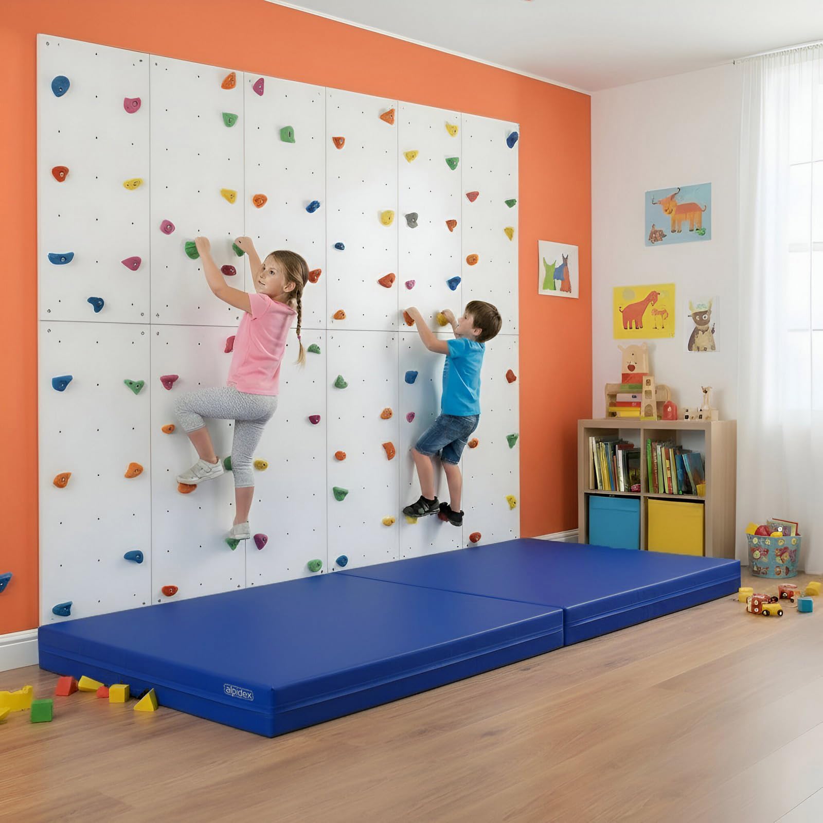 ALPIDEX Weichbodenmatte Matte Turnmatte Fallschutz 200 x 100 x 20 cm mit Anti-Rutschboden und Tragegriffen
